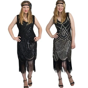 1920s Vestido Mujeres Flapper Gatsby Traje Noche Plus Tamaño Fiesta Fancy Dress Reino Unido - Imagen 1 de 14