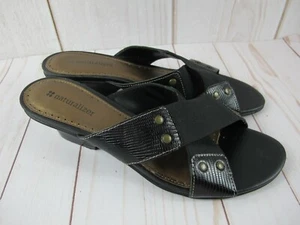 Naturalizer Dafne Leather Strappy Peep Toe Slip on Stud ~ Size 8 - Picture 1 of 11