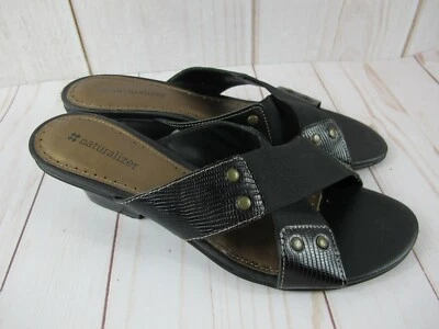 Naturalizer Dafne Leather Strappy Peep Toe Slip on Stud ~ Size 8 - Image 1 of 4