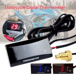 Universal Red Motorcycle Digital Thermometer Water Temperature Gauge w Sensor - Picture 1 of 10