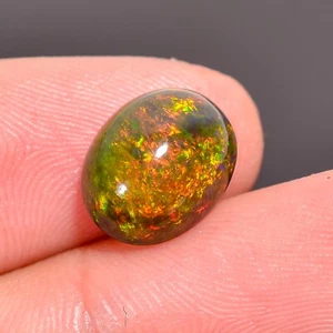 3 kt natürlicher schwarzer äthiopischer Opal Cabs ovale Form loser Edelstein 12 x 9 x 5 mm - Bild 1 von 6