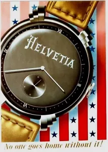 Original vintage poster HELVETIA SWISS MENS WATCH 1946 Brun - Picture 1 of 1