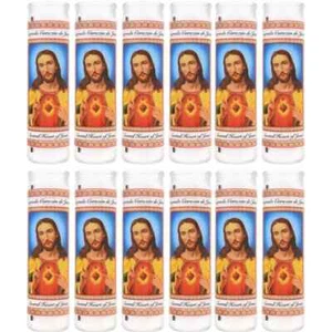 12 Pk Sacred Heart of Jesus Unscented Candles Devotional Vigil Novena Devotional - Picture 1 of 1
