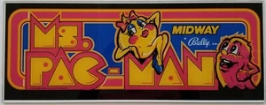 MS PACMAN Marquee Midway Logo Screen Printed ON GLASS! - PA EXCLUSIVE! - Picture 1 of 4