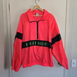 Vintage Ocean Pacific Jacke XL rosa Strand Pullover Windbreaker Surfen 90er - Bild 1 von 15