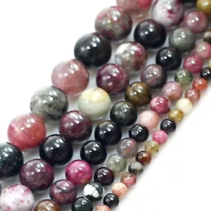 Natural Multi-Color Tourmaline Round Spacer Bead 15" 4 6 7 8 9 10 12mm Wholesale - Picture 1 of 20