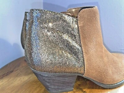 BOTINES TOBILLO Y2K MARRÓN METÁLICO BRONCE BRILLO CREMALLERA BOHO COACHELLA ¡Raro! 6 Foto 1 de 4