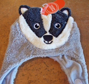 Toddler kids Fleece Winter Hat & Mittens Set Badger Animal Team Mascot - Picture 1 of 3