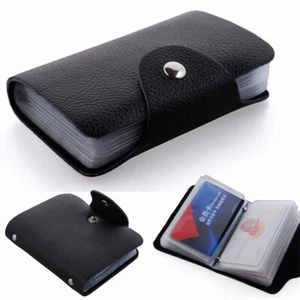 Men Leather ID Credit Card Holder Purse Storage Pocket 12/24 Slots Wallet Case - Bild 1 von 9