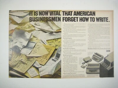 Vintage 1960s IBM Print Ad Clutter Notes 2 Page Office Machines Dictation - Image 1 of 2