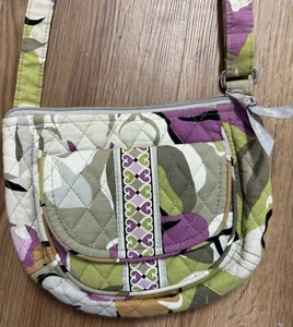 Vera Bradley Umhängetasche Tasche Schultertasche lila grün Blumenmuster - Bild 1 von 8