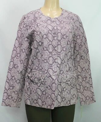 Chaqueta para mujer Chi by Falchi 100 % cuero manga larga estampado animal púrpura talla L Foto 1 de 4