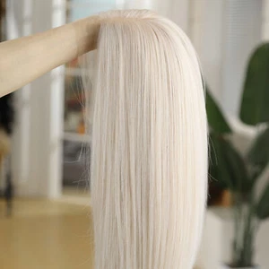 Platinum blonde Synthetic Hair Heat Resistant Lace Front Wigs Long Straight - Picture 1 of 9