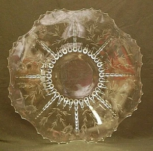 New Martinsville Radiance Clear Glass Serving Platter Depression Era Floral Dsgn - Picture 1 of 4