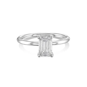 14k Ring D VVS2 1 Carat Emerald Lab-created Diamond IGI Certificate Love Gift - Picture 1 of 8