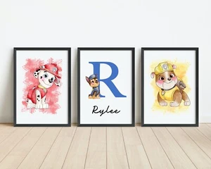 Paw Patrol Prints, Personalised Wall Art, Boys Bedroom Posters A4 Prints Only - Picture 1 of 1