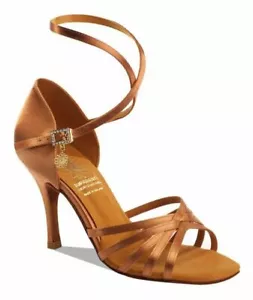 Supadance 1143 2,5" & 2,5" mit 3" Stiletto Damen dunkelbraun Satin Latein Tanzschuhe - Bild 1 von 3