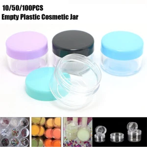 3/5/10/15/20ml Empty Round Plastic Cosmetic Container Sample Pot Jar Travel Lot - Picture 1 of 11