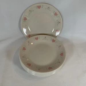 11 piatti pane vintage Corelle by Corning FOREVER YOUR PINK HEARTS 6 3/4" USA - Foto 1 di 13