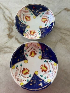 Attributed to Gaudy Welsh Gaudy Dutch Cobalt/Orange/Yellow/Gold Saucers 5.5" - Picture 1 of 7