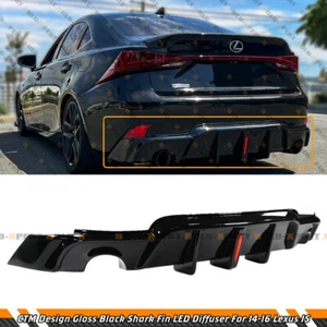 CTM DESIGN LED GLOSS BLACK REAR BUMPER DIFFUSER FOR 2014-2016 LEXUS IS250 IS350 - Picture 1 of 5