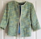 Harris Wallace New York Women Tweed Jacket Size 4, Light Green and Blue