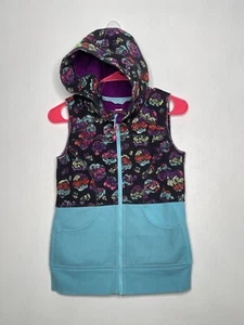 Ivivva Half Pipe Hooded Vest Girls Size 14 Turquoise Purple Full Zip Active - Picture 1 of 5