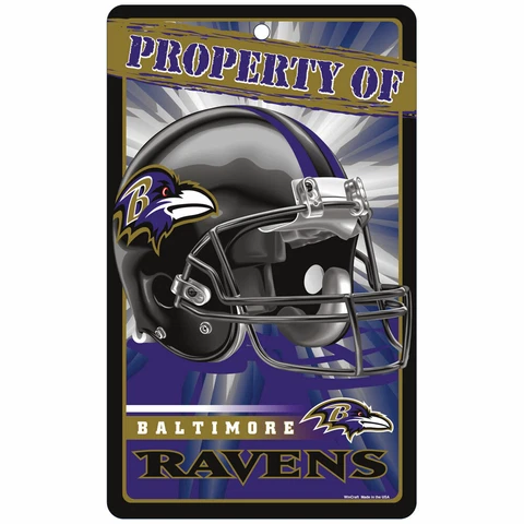 BALTIMORE RAVENS "PROPERTY OF" PLASTIC SIGN DURABLE POSTER NFL LICENSED Cover