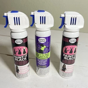 3 BOTTLES SIMPLY SPRAY FABRIC SPRAY PAINT FOR CRAFTS. 2 Black, Glow In The Dark - Picture 1 of 3