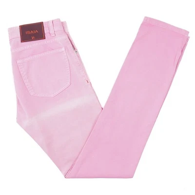 Isaia Slim Tapered Fit Pink Denim Jeans 30 (Eu 46) NWT Imperfect - Image 1 of 4