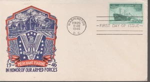 1946 FDC - Scott # 93 - Marina Mercante de Estados Unidos - L W Staehle Flap/OK UA - Imagen 1 de 1