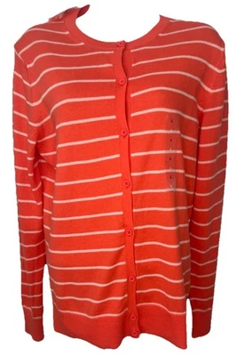 Suéter Gap Para Mujer Talla Grande Cárdigan Coral Rayas Ligero Botones NUEVO Foto 1 de 4