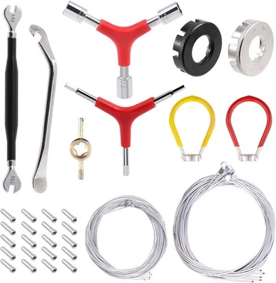 Swpeet 41Pcs Bike Spoke Tool with Bike Brake Cable Kit, Spoke Wrench with Handle - Image 1 of 4