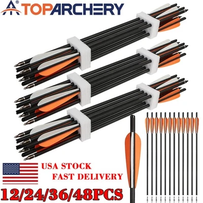 Pernos de ballesta de 20" flechas de carbono ID7,6 mm tiro con arco caza tiro 12/24/36/48 piezas Foto 1 de 4