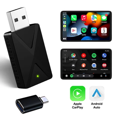 Wireless Carplay For Apple & Android Auto Adapter USB Car Dongle 2 in 1 Mini Box - Image 1 of 4