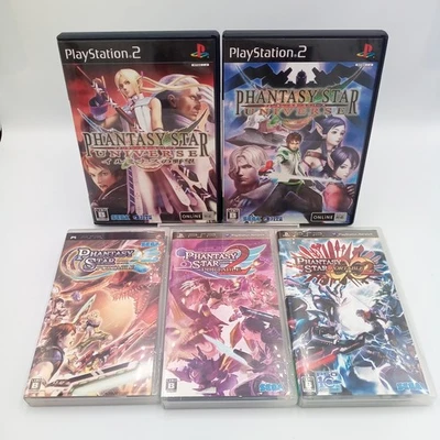 Lot 5 PSP Phantasy Star Portable 1 2 & 2 Infinity PS2 Universe 1 2 Japanese CIB - Image 1 of 4