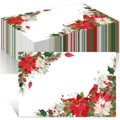 100 Pack Christmas Disposable Paper Placemats Bulk Holly Placemats Luncheon P... - Image 1 of 4