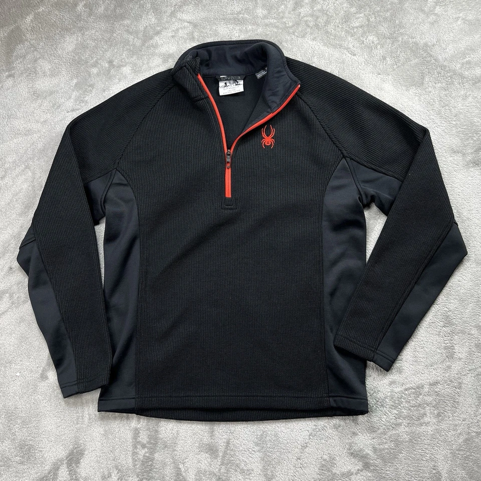 Spyder Core Sweater Long Sleeve Quarter Zip Double Knit Fleece Lined Black SZ M - Image 1 of 4