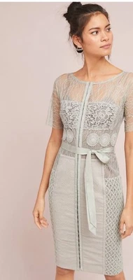 New NWT Anthropologie Byron Lars Carissima Sheath Dress Gray 10 $258 - Image 1 of 4