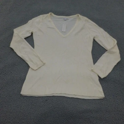 Suéter New York & Company Mujer Mediano Crema Cuello en V Tejido Ligero Nuevo con Etiquetas Foto 1 de 4