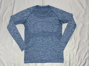 Camisa Lululemon Para Mujer 12 Azul Swiftly Tech Manga Larga Correr Agujeros para los Pulgares Top - Imagen 1 de 11