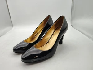 Coach-Sheri Women's Black Patent Leather Cap Toe-Pumps-Heels-Shoes-Size 7B-NICE - Picture 1 of 15