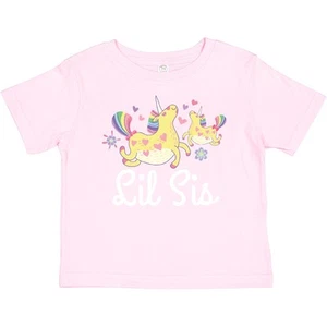 Inktastic Lil Sis Unicorn Girls Sister Baby T-Shirt Little Cute Hearts Adorable - Picture 1 of 3