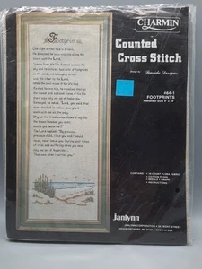 FOOTPRINTS Cross Stitch Kit CHARMIN Janlynn NIP 9" x 24" opened cut complete - Picture 1 of 2
