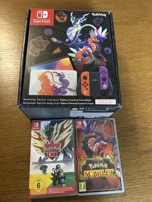 Nintendo Switch OLED Karmesin Purpur Edition Mit Spiele - Bild 1 von 4