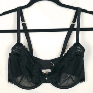 Victorias Secret Demi Bra 32DDD Unlined Sheer Lace Mesh Underwire Black - Imagen 1 de 12