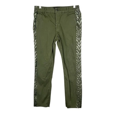 Pantalones Negros Orquídea Mujer 25 28x25 Verde Brillante Chevron Costura Lateral Tobillo Informal Foto 1 de 4