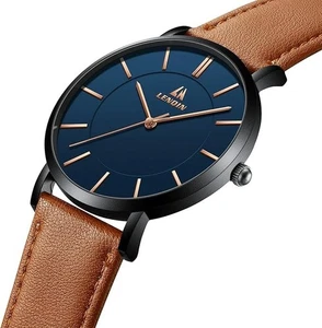 LN LENQIN Herren Quarzuhr - Lederarmband, 30M Wasserdicht, Analog Mode & B - Bild 1 von 7