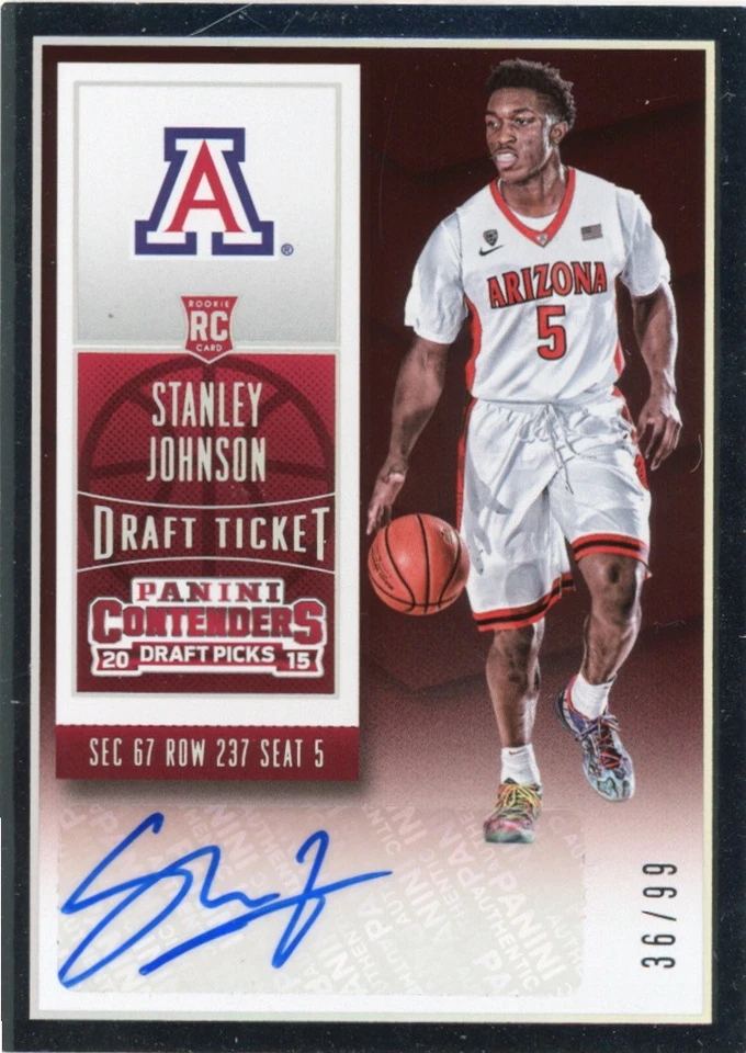 2015 Panini Contenders Draft Picks #142a Stanley Johnson Draft Ticket #/99 - Image 1 of 2