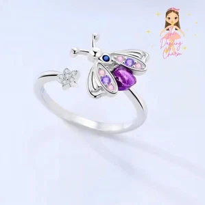 🩷 Purple Firefly Glow In Dark Luminous Adjustable Ring Genuine S925 🩷 - Picture 1 of 12